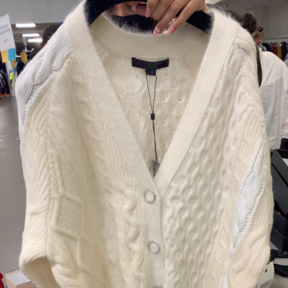 ALEXANDER WANG CHUNKY KNIT SWEATER WITH SNAP BUTTO